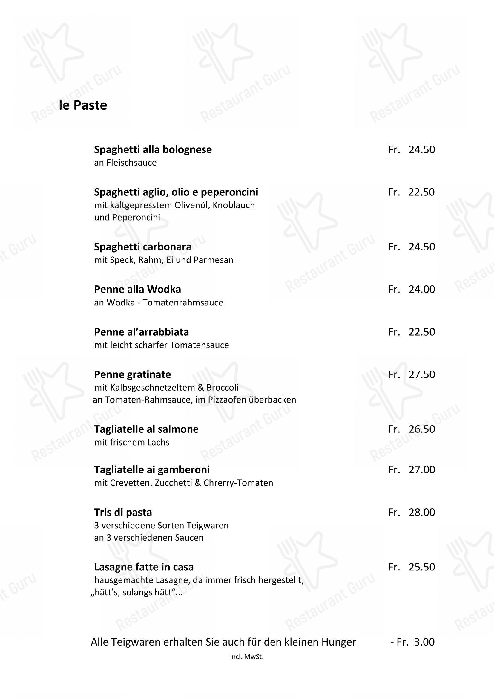 Altstadt Pizzeria zur Mühle in Sursee - Menu