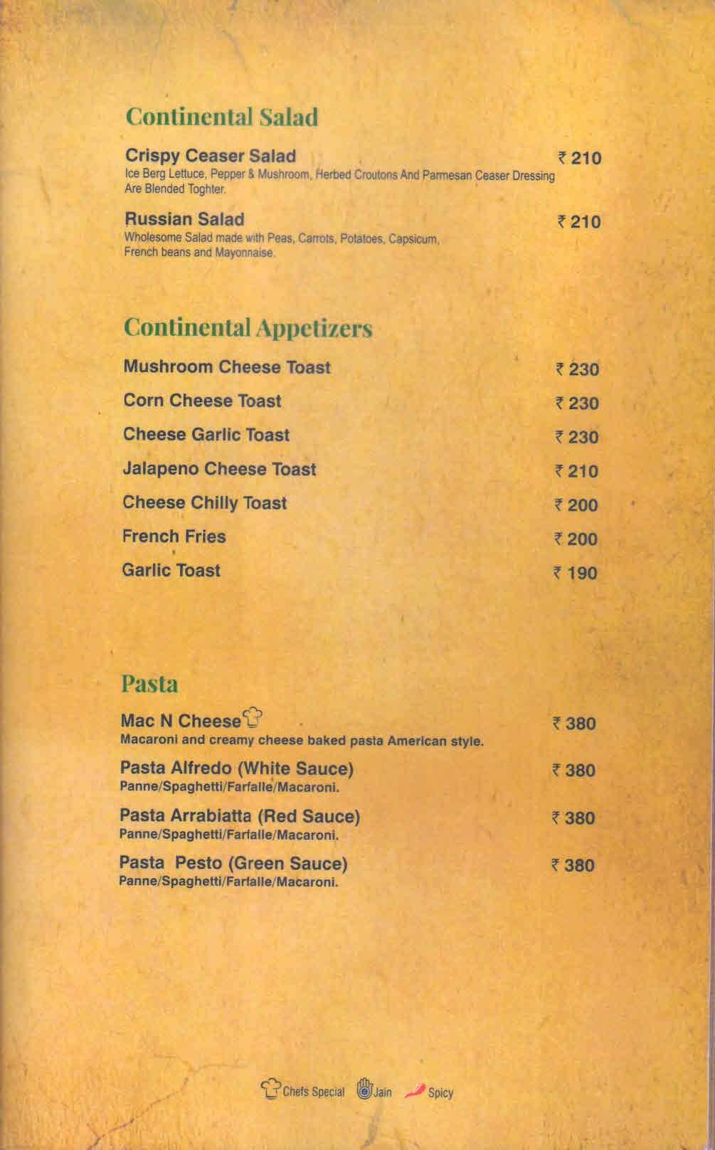 Amaira menu