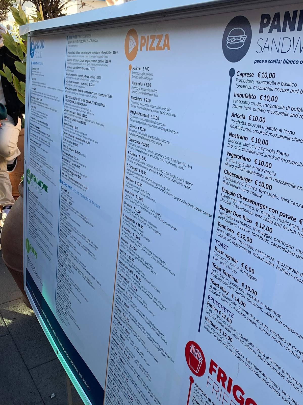 Menu di Amalfi Terminal 