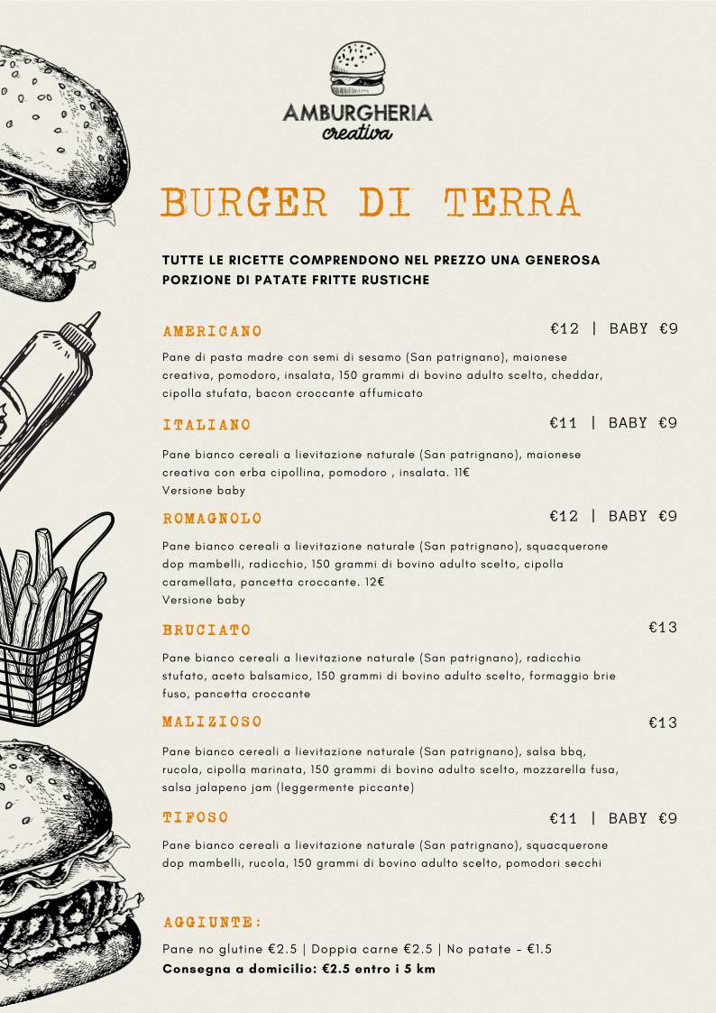 Menu di Amburgheria Creativa Forlì 