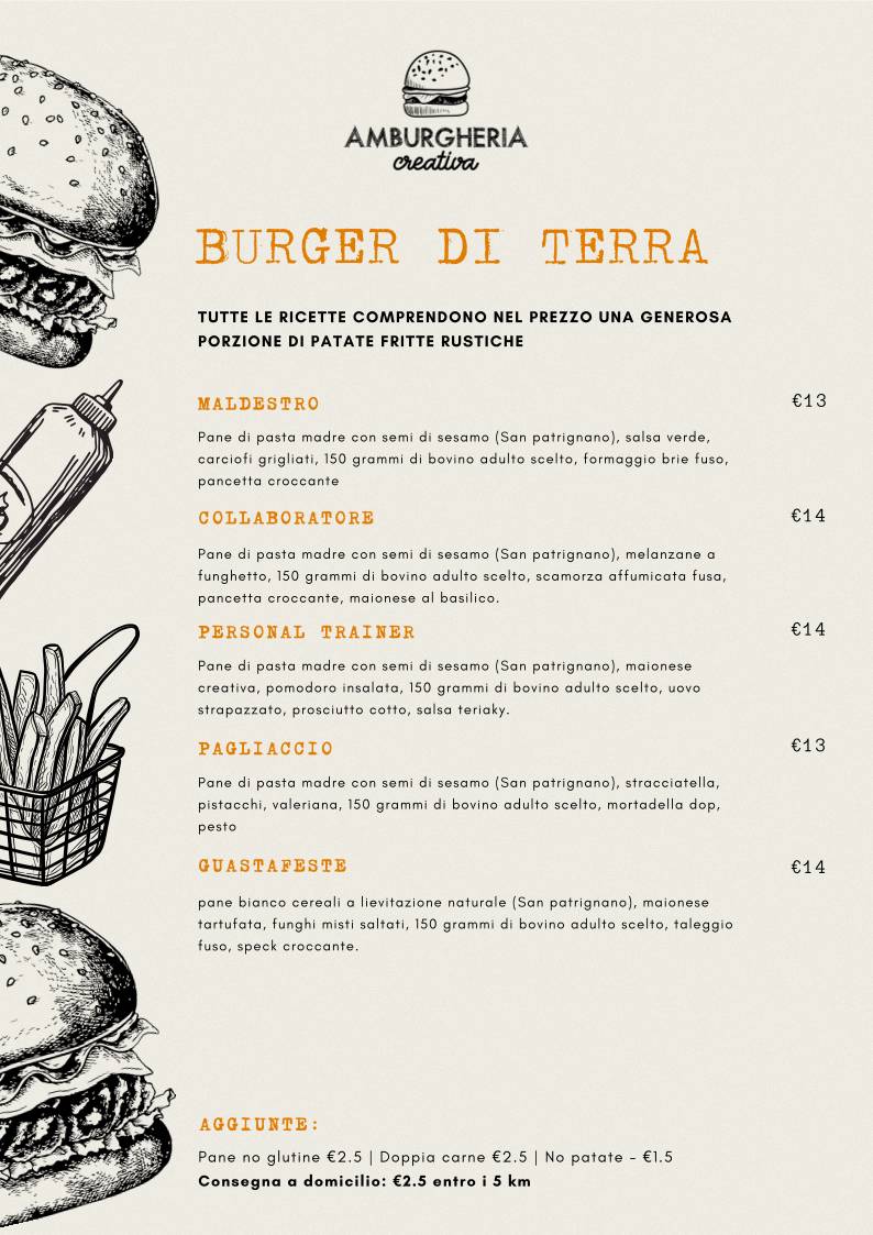 Menu di Amburgheria Creativa Forlì 