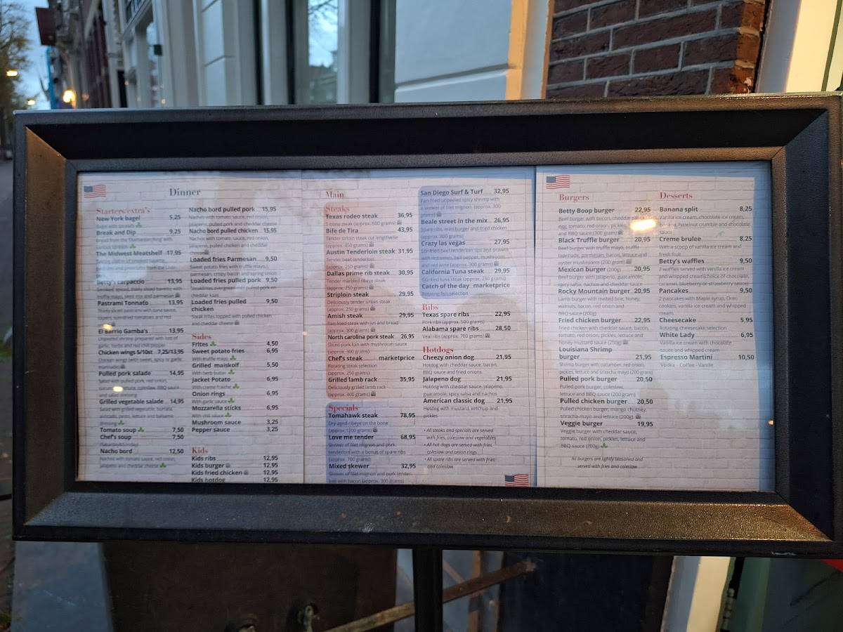Menu de American Steakhouse Betty Boop
