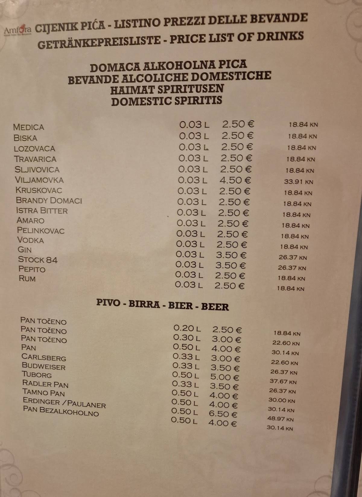 Menu di Amfora & Bonazza 