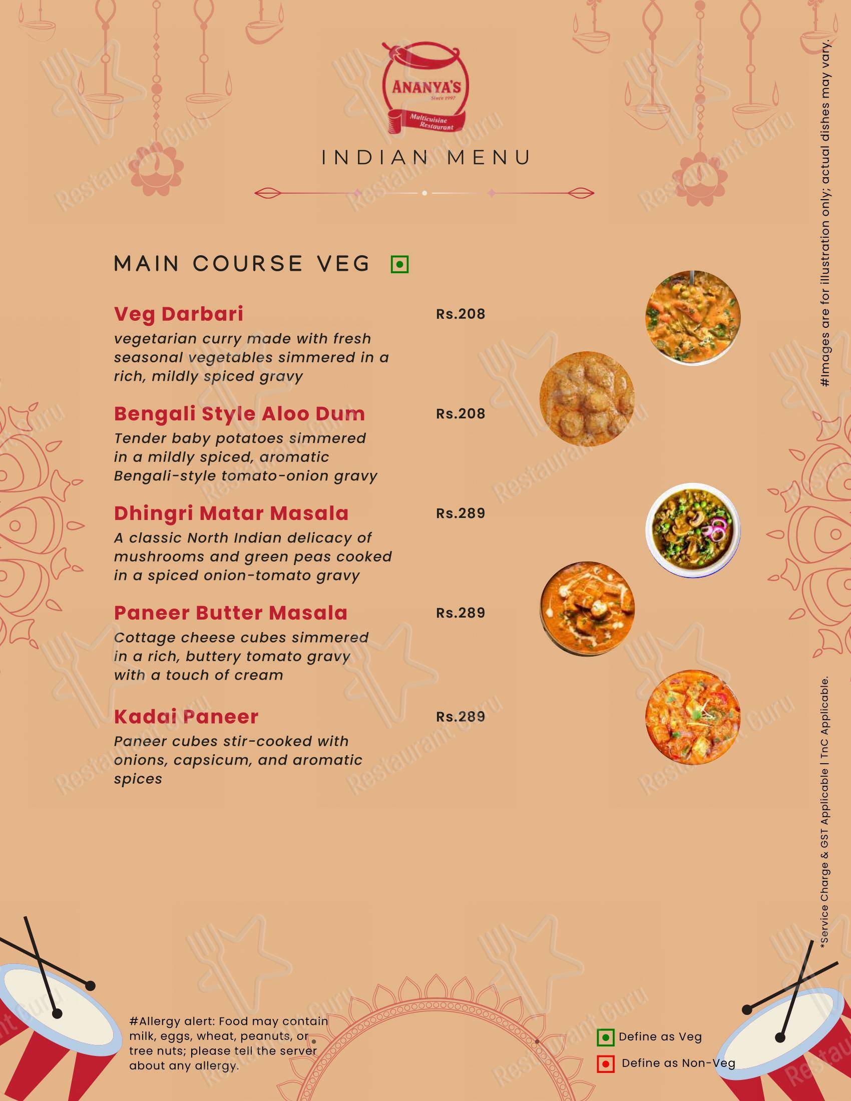 Ananya's Multicuisine Restaurant - Menu
