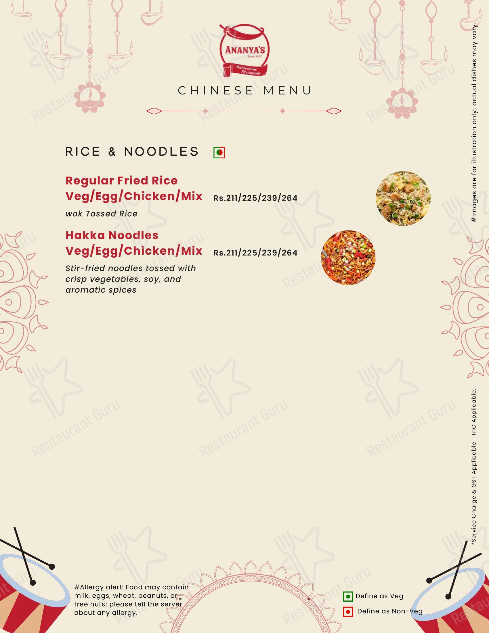 Ananya's Multicuisine Restaurant in Durgapur - Menu