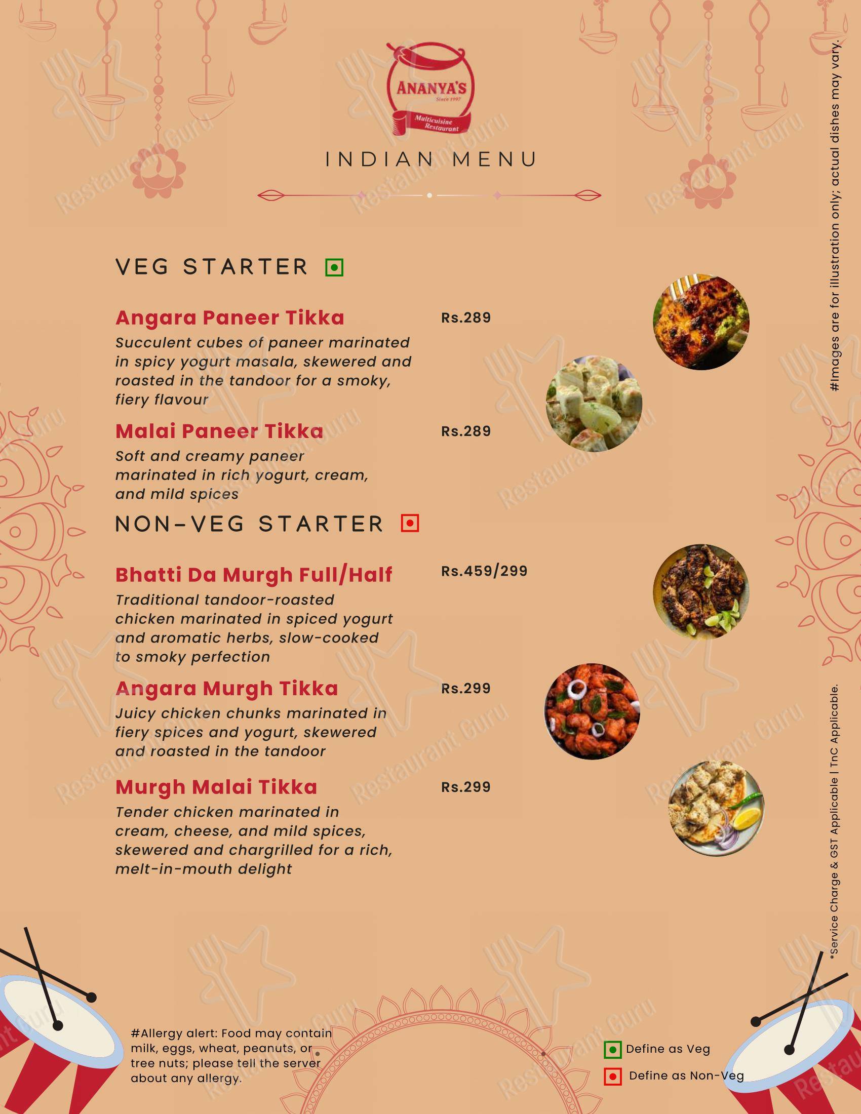 Menu for Ananya's Multicuisine Restaurant in Durgapur