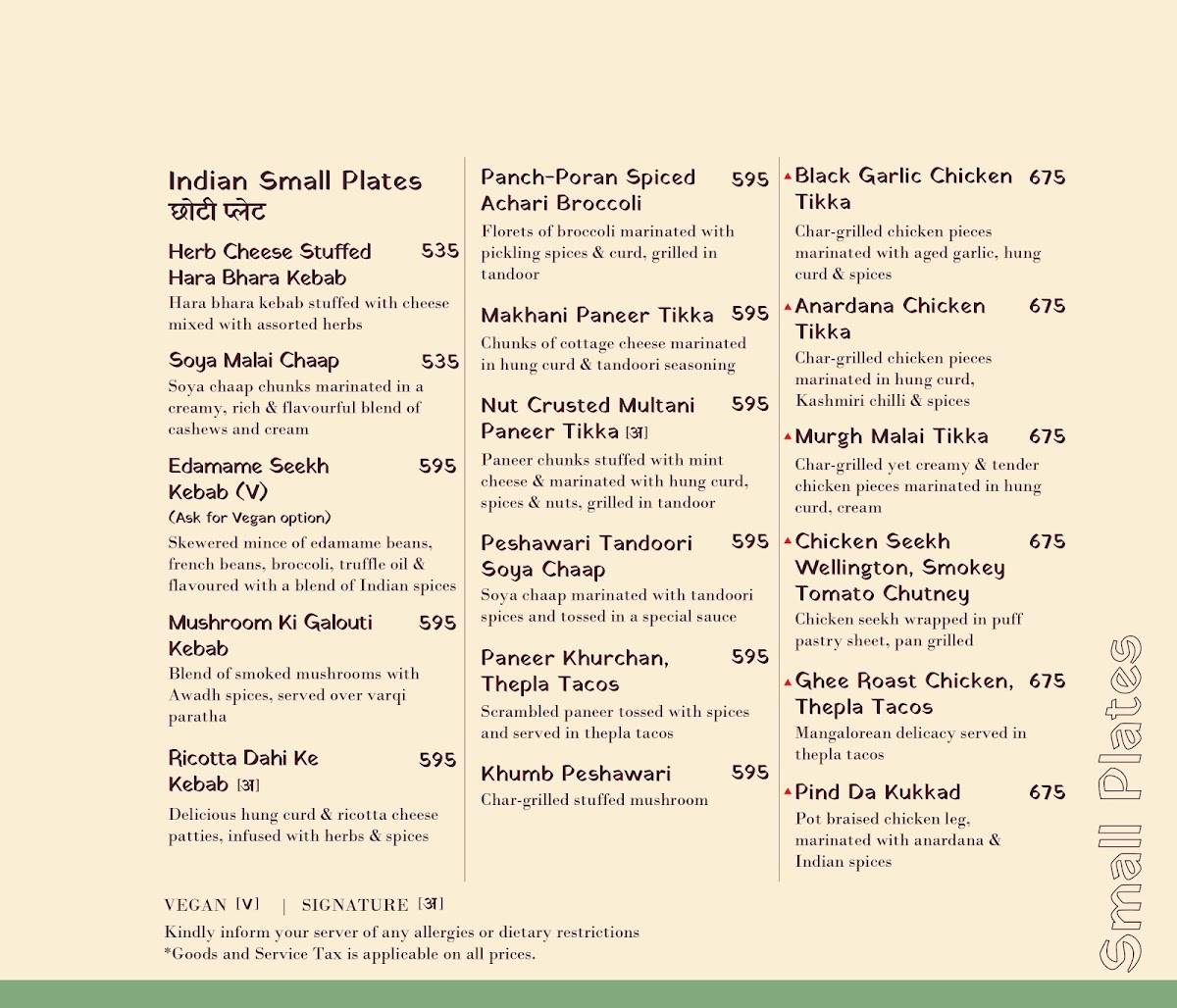Anardana - East Delhi menu