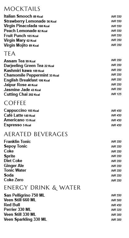 AnnaMaya FoodHall - Andaz Delhi menu