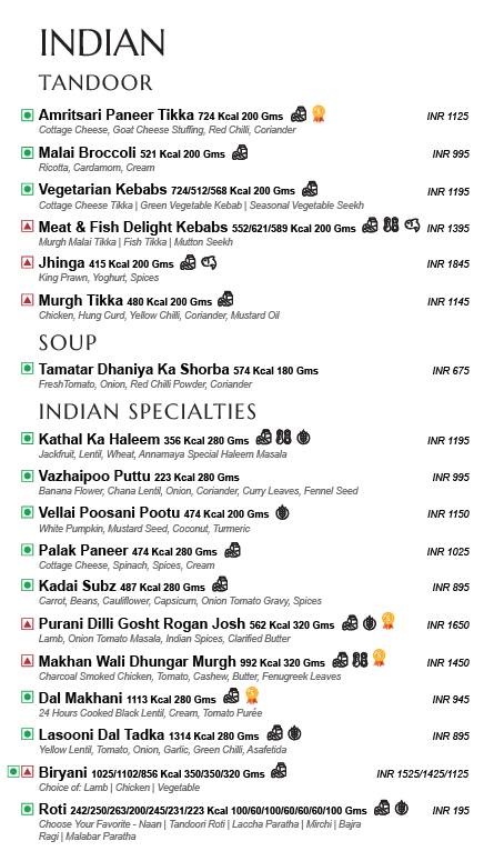 AnnaMaya FoodHall - Andaz Delhi menu