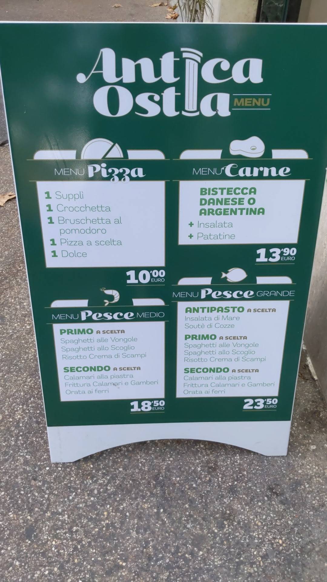 Menu di Antica Ostia Lido di Ostia 