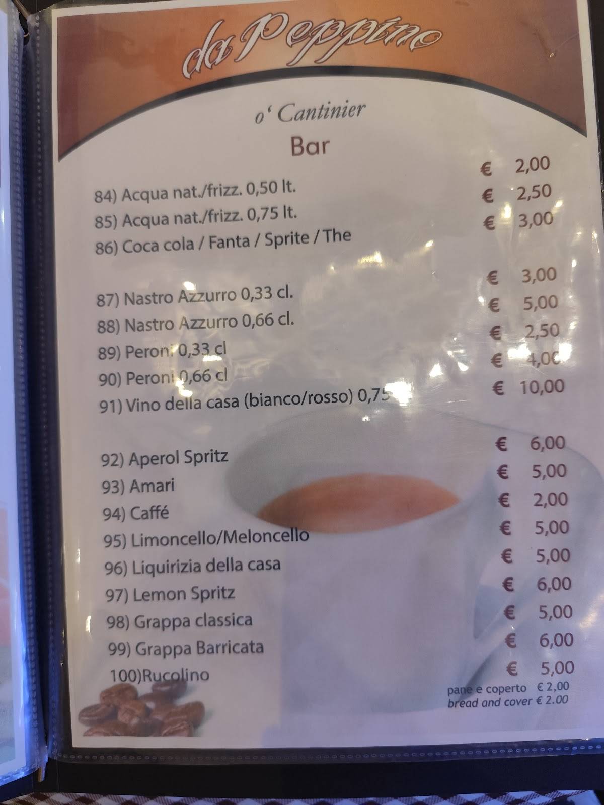 Menu di Antica Trattoria e Pizzeria da Peppino 