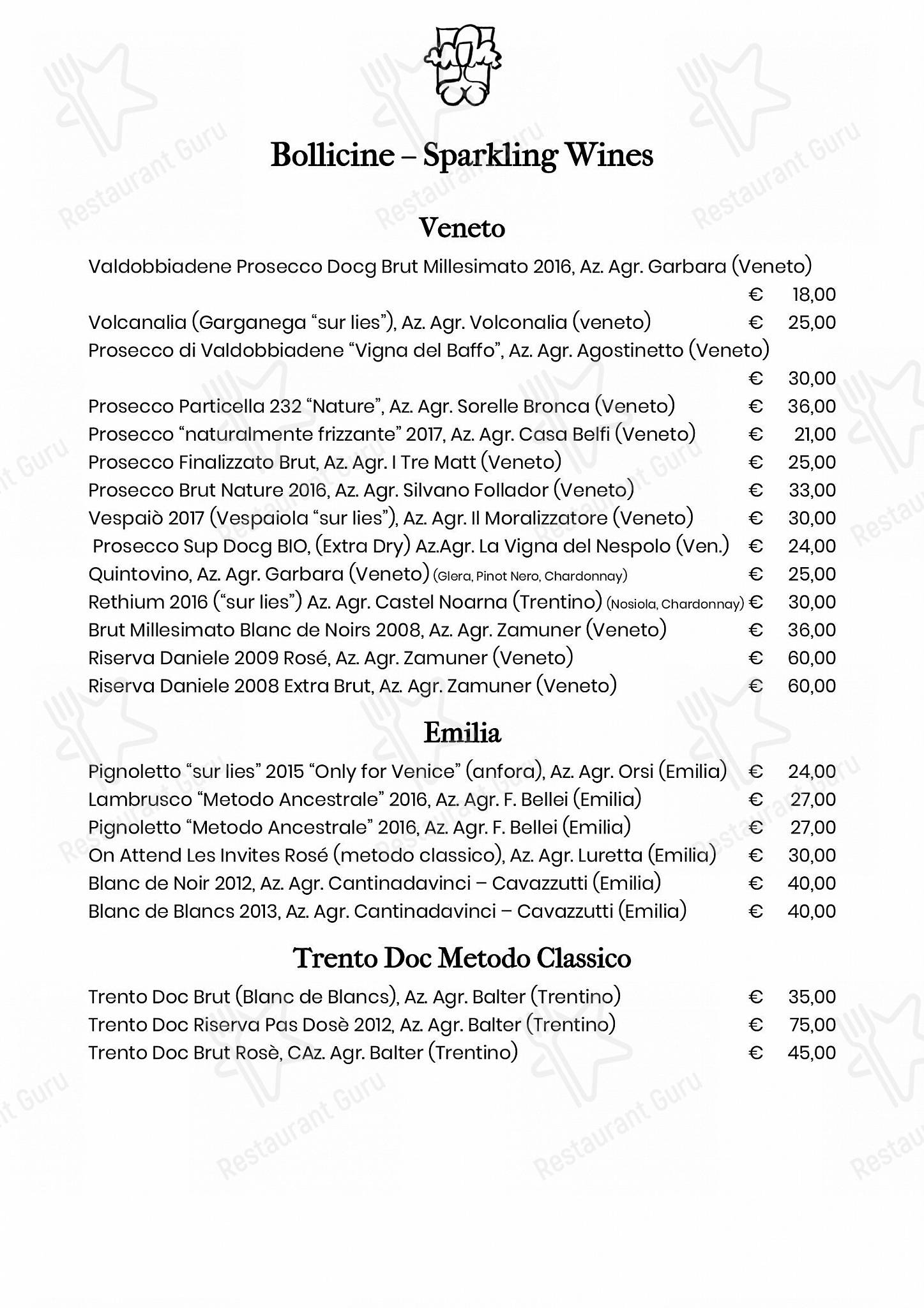 Takeaway Menu per Le Antiche Carampane ristorante