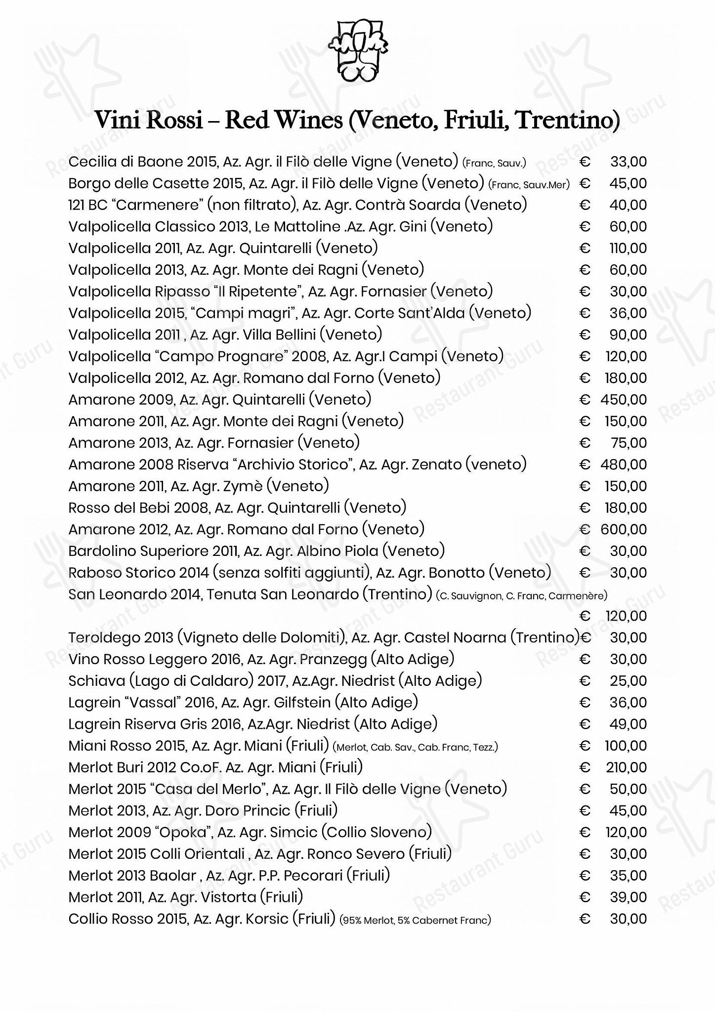 Takeaway Menu per Le Antiche Carampane ristorante