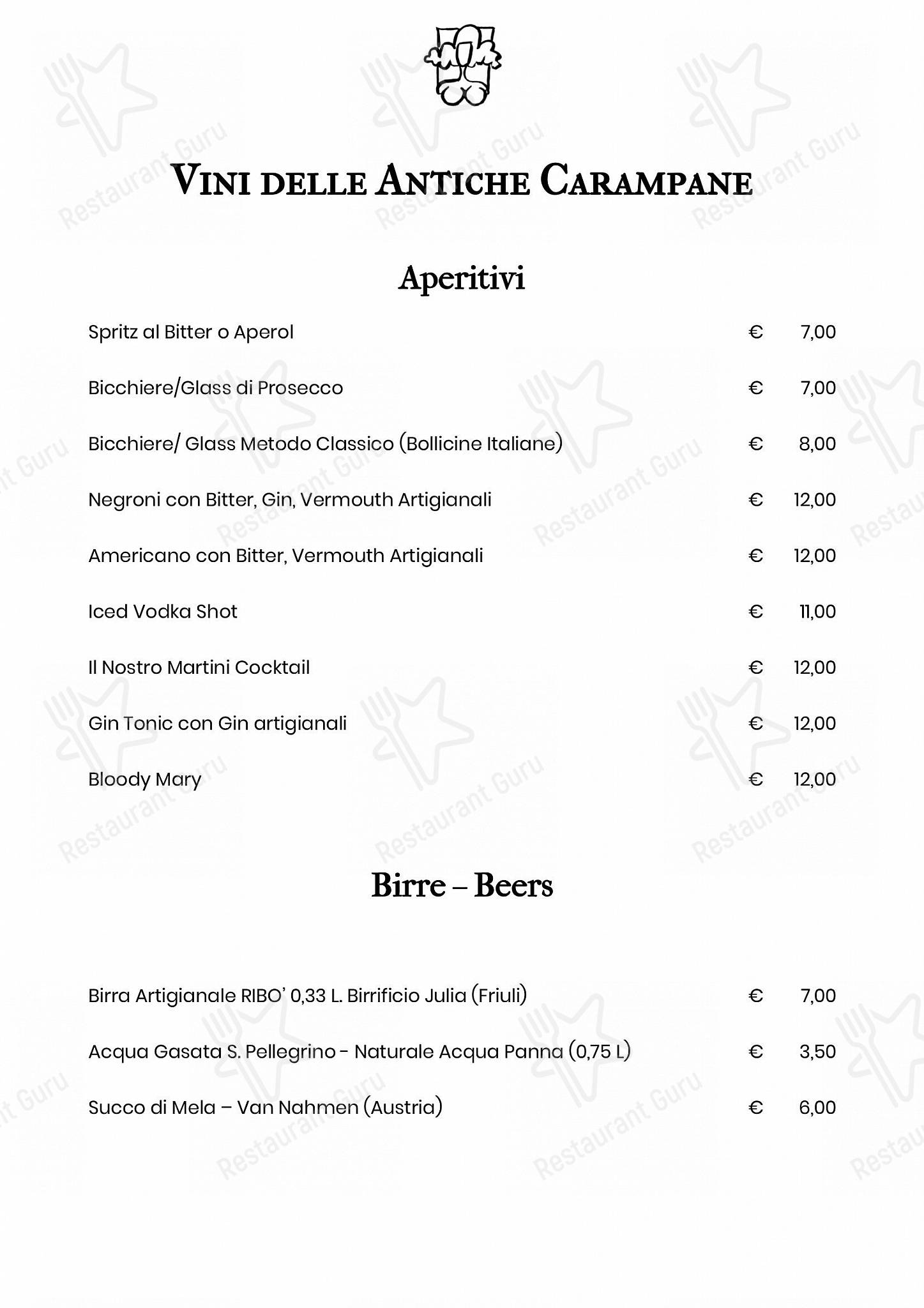 Takeaway Menu per Le Antiche Carampane in Venezia