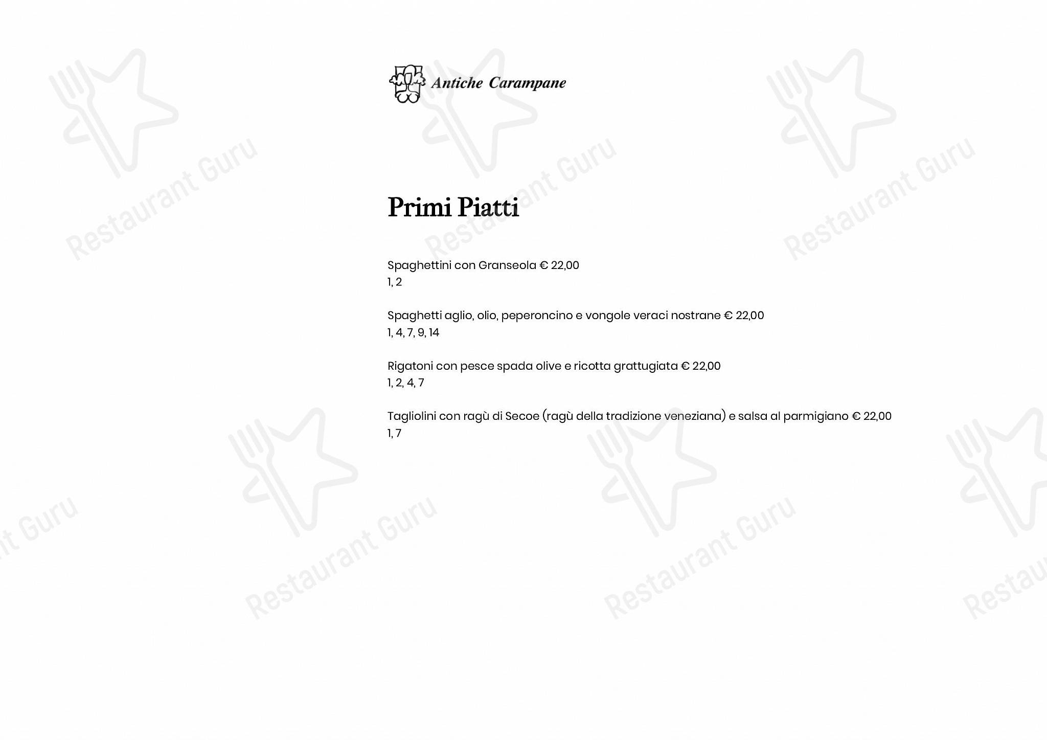 Menu di Le Antiche Carampane - Takeaway Menu