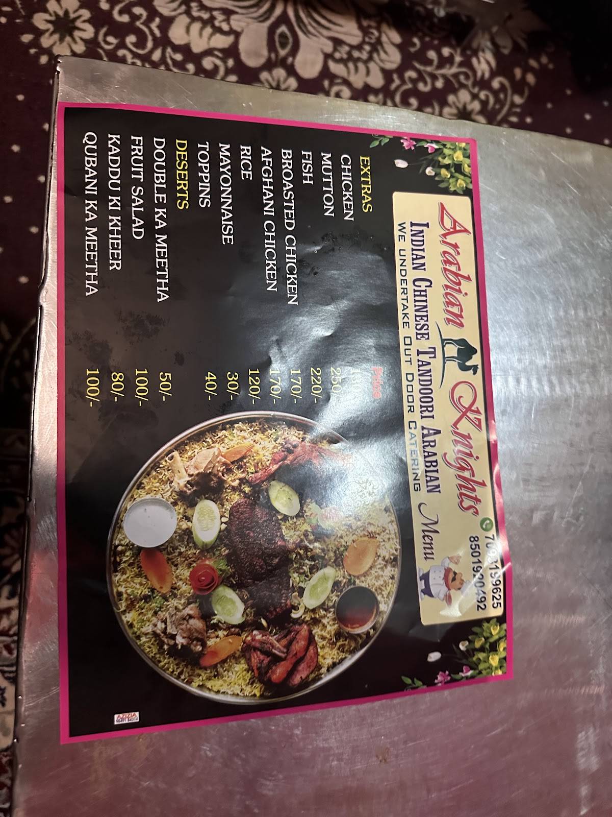 Arabian Knights-the best mandi restaurant menu