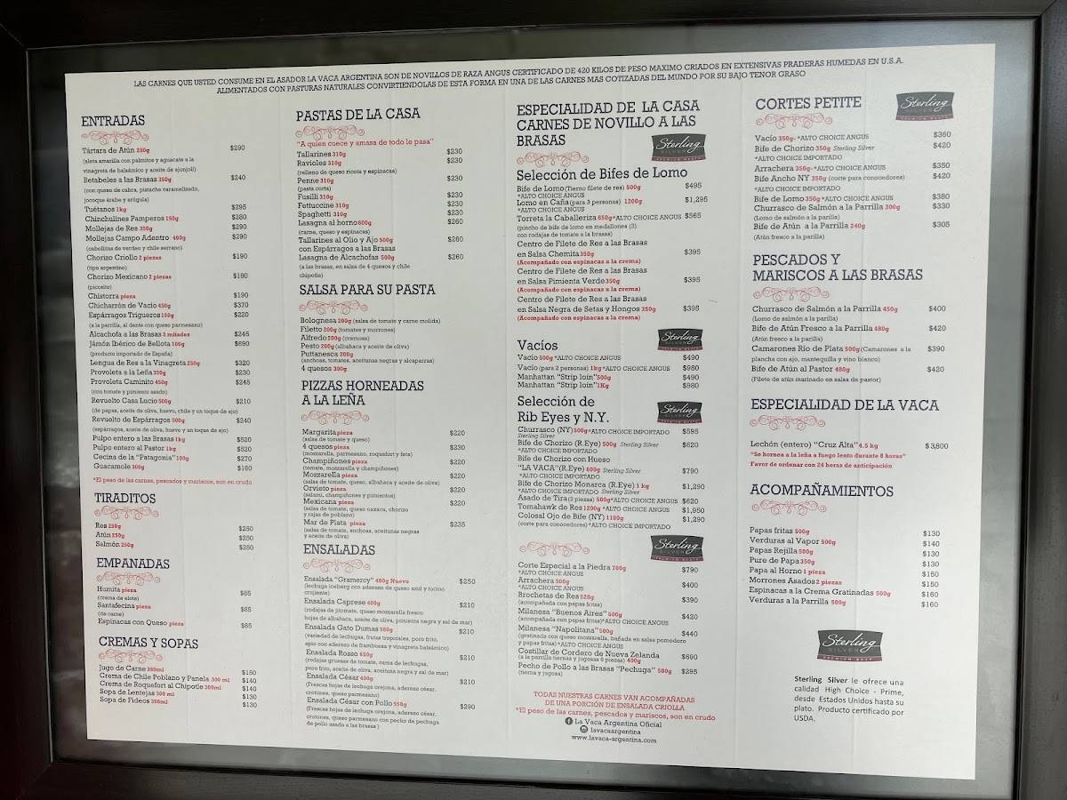 Carta del restaurante Asador La Vaca Argentina - Andares, Zapopan