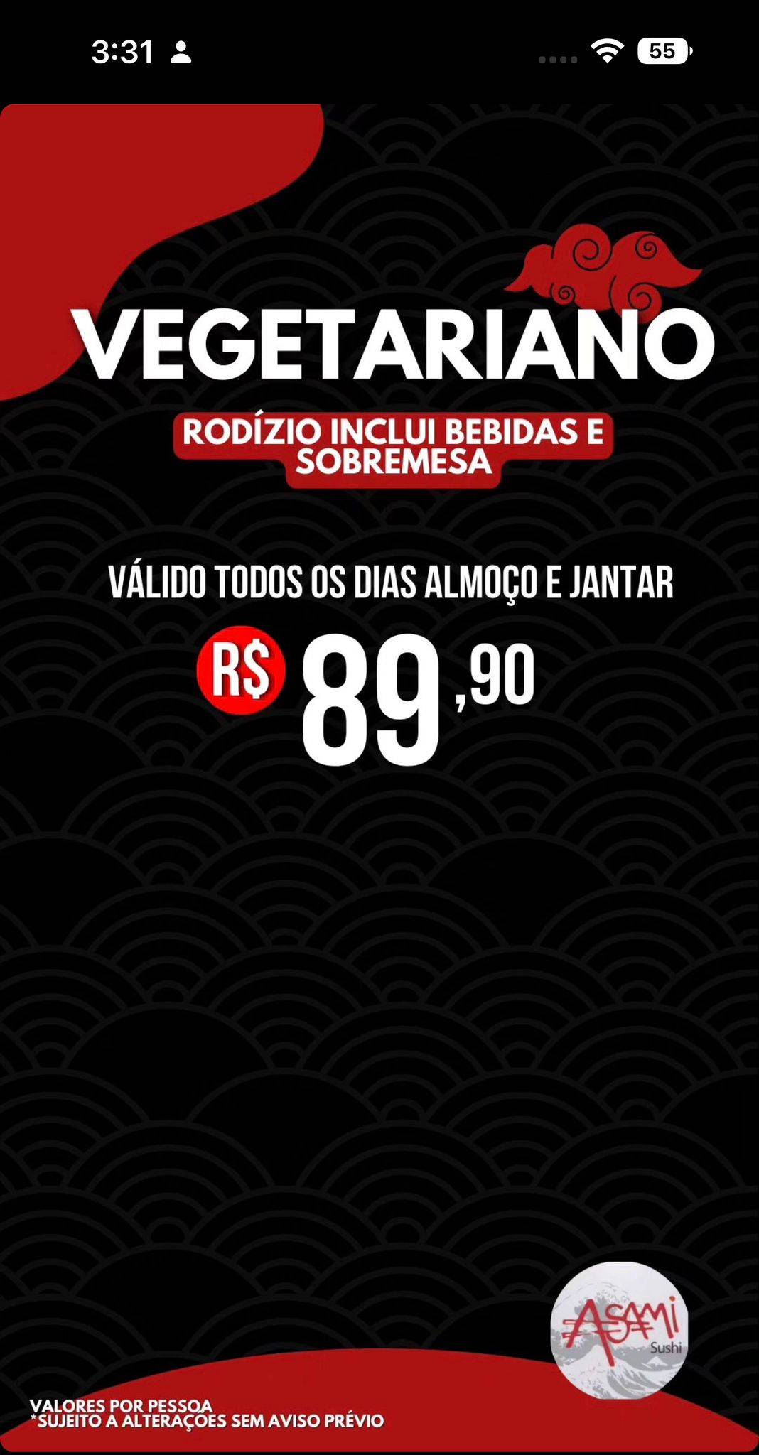 Asami Sushi cardápio