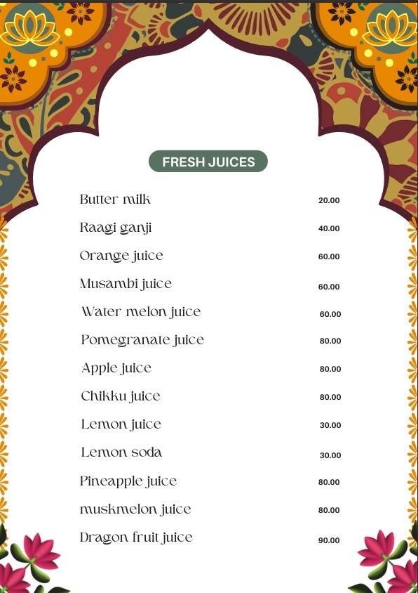 Ashirvad JRC ,Family Resturent (Ashirvad Jolada Rotti Center) Manglore menu