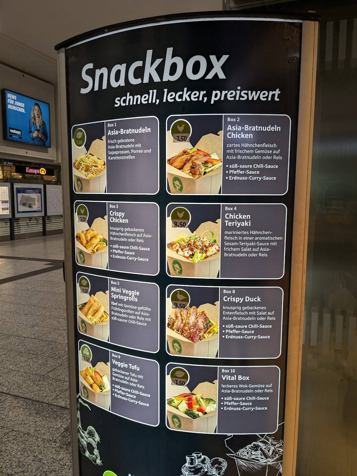 Speisekarte von asiagourmet im Hauptbahnhof Dortmund restaurant