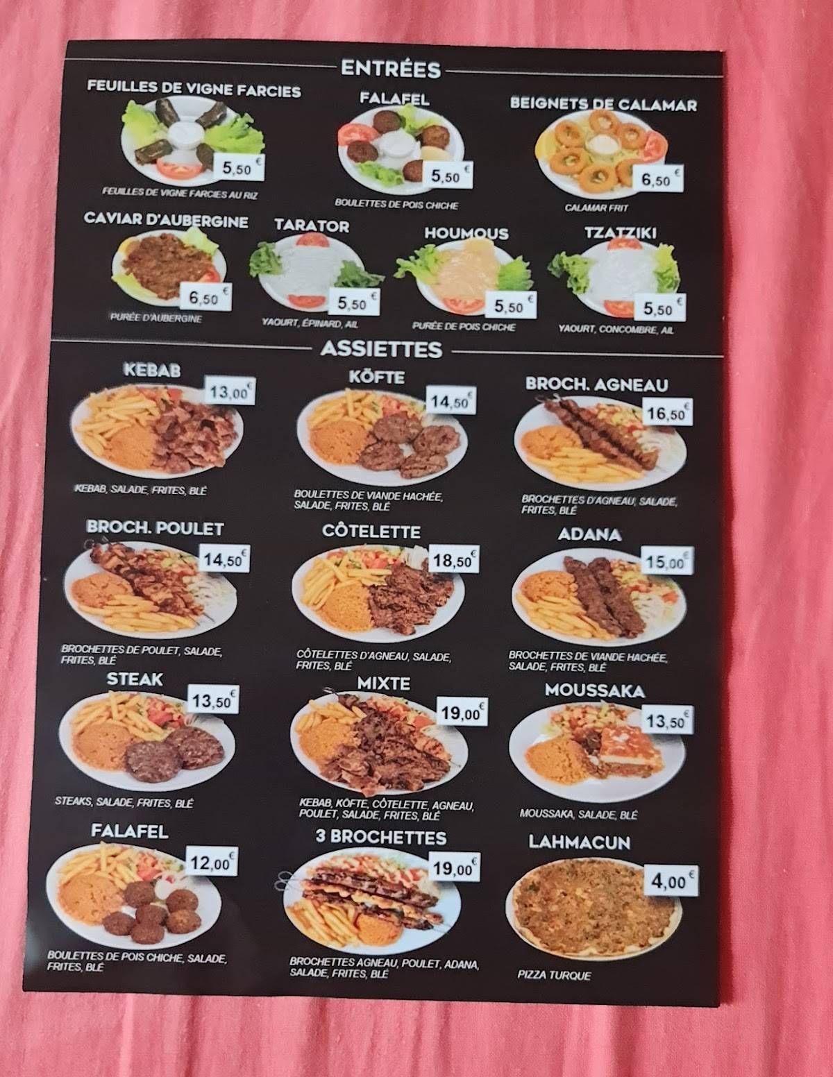 Menu de Aspendos Kebab & Grill