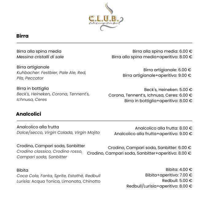 Menu di CLUB 