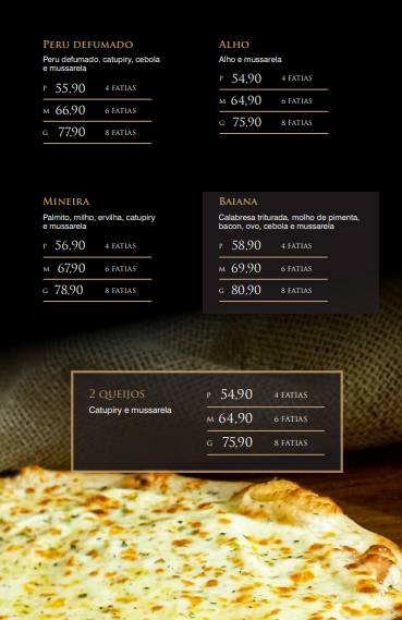 Fornalha Pizzaria cardápio