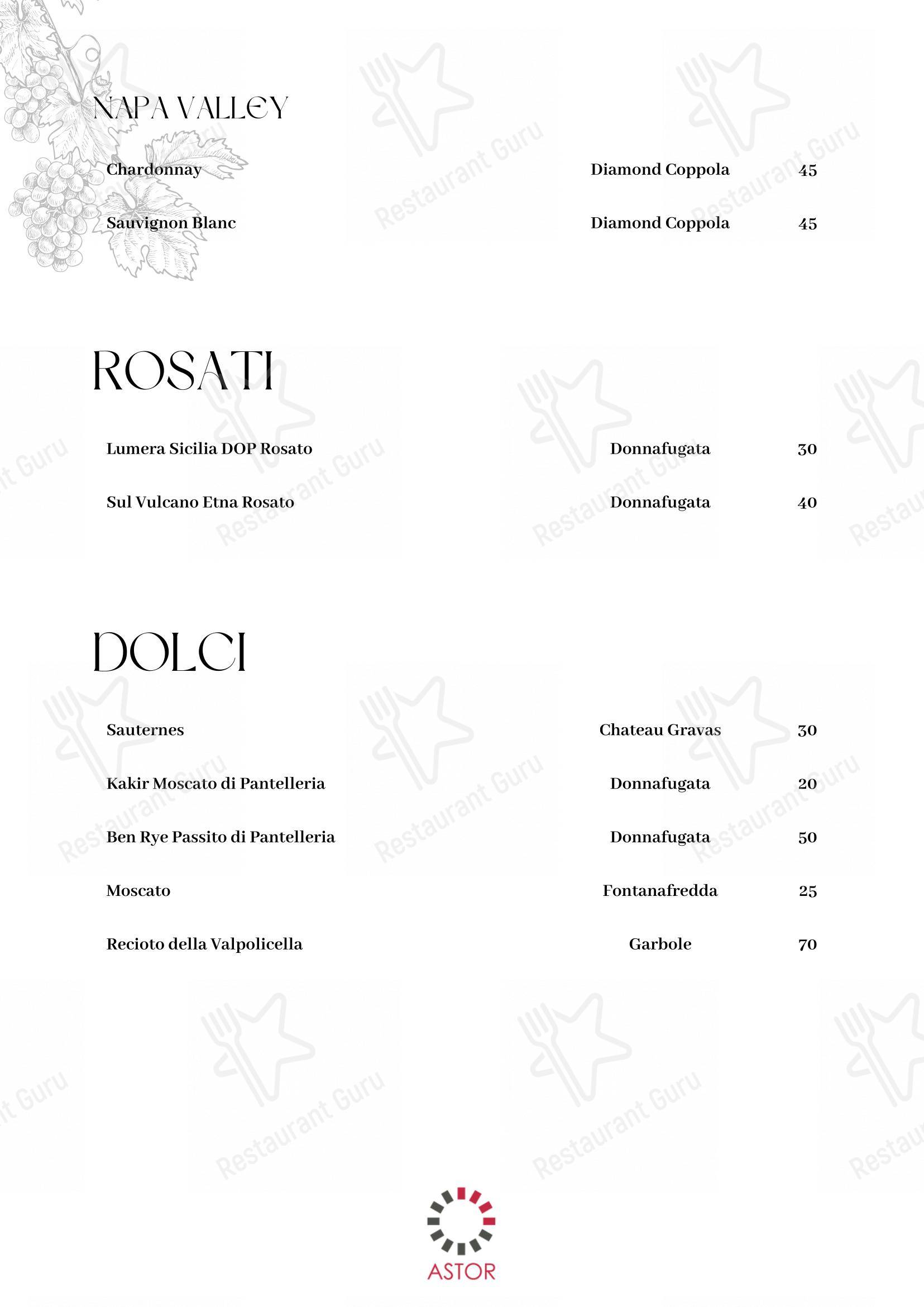 Menu per Astor in Belluno