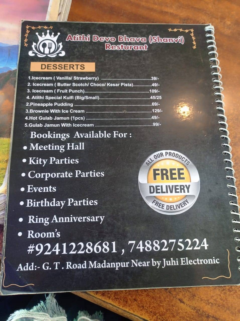 Atithi Devo Bhava (Shanvi) Resturant menu