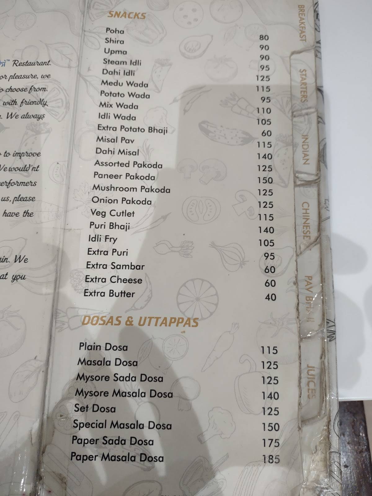 Atithi - veg menu