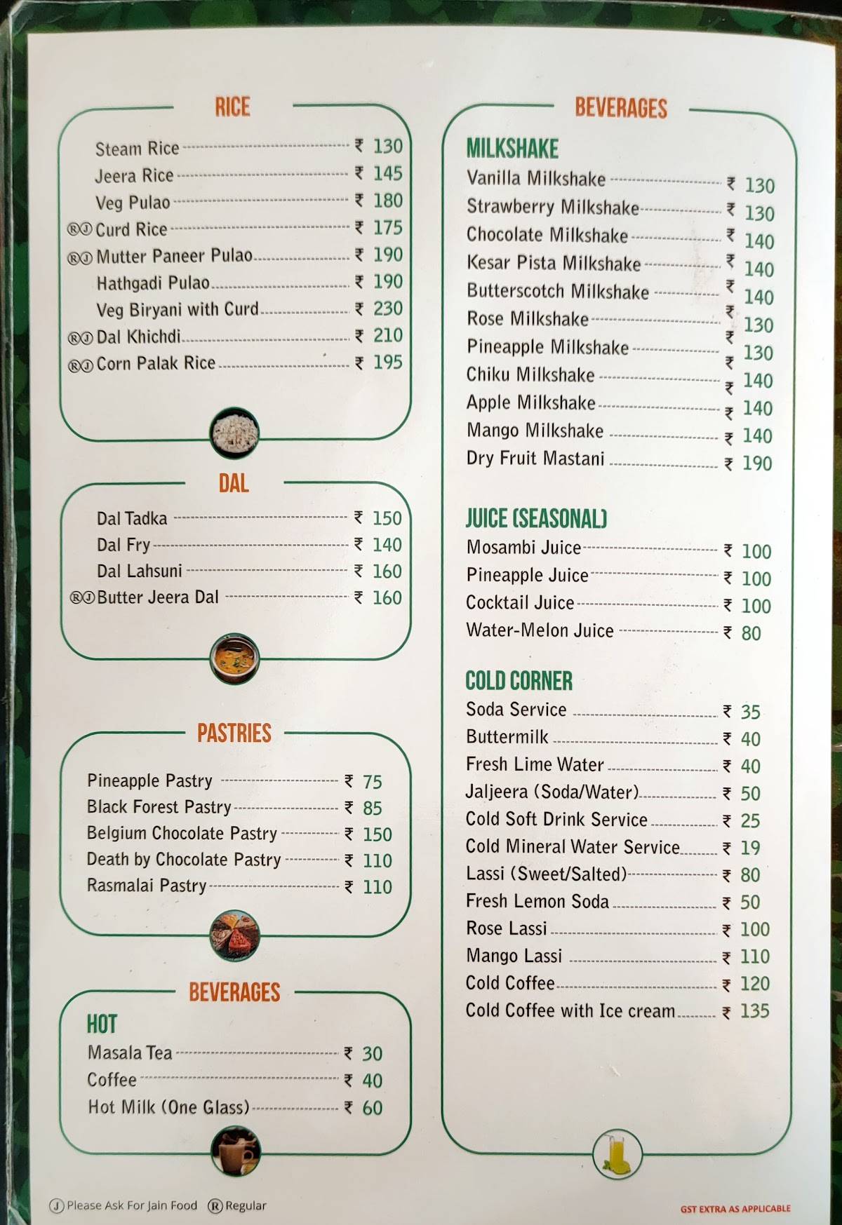 Ashoka Veg Restaurant menu