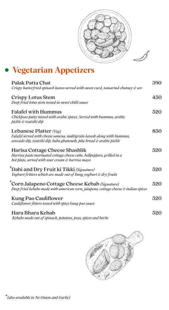 Auric Restaurant & Rooftop Cafe menu
