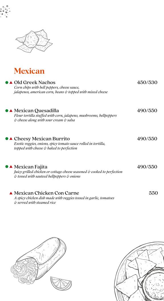 Auric Restaurant & Rooftop Cafe menu