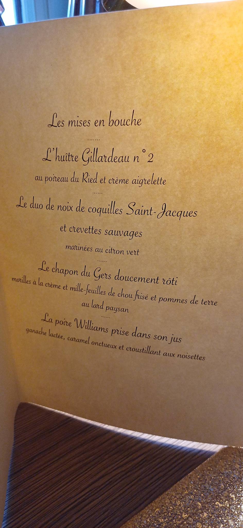 Menu de Les Trois Colonnes