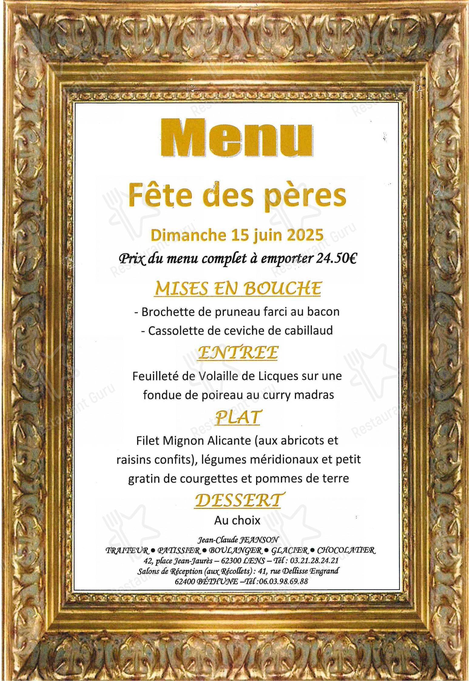 Menu bar pour Aux récollets restaurant