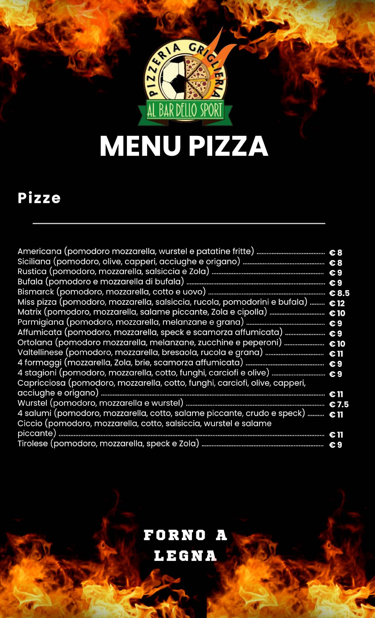 Menu di Al Bar dello Sport 