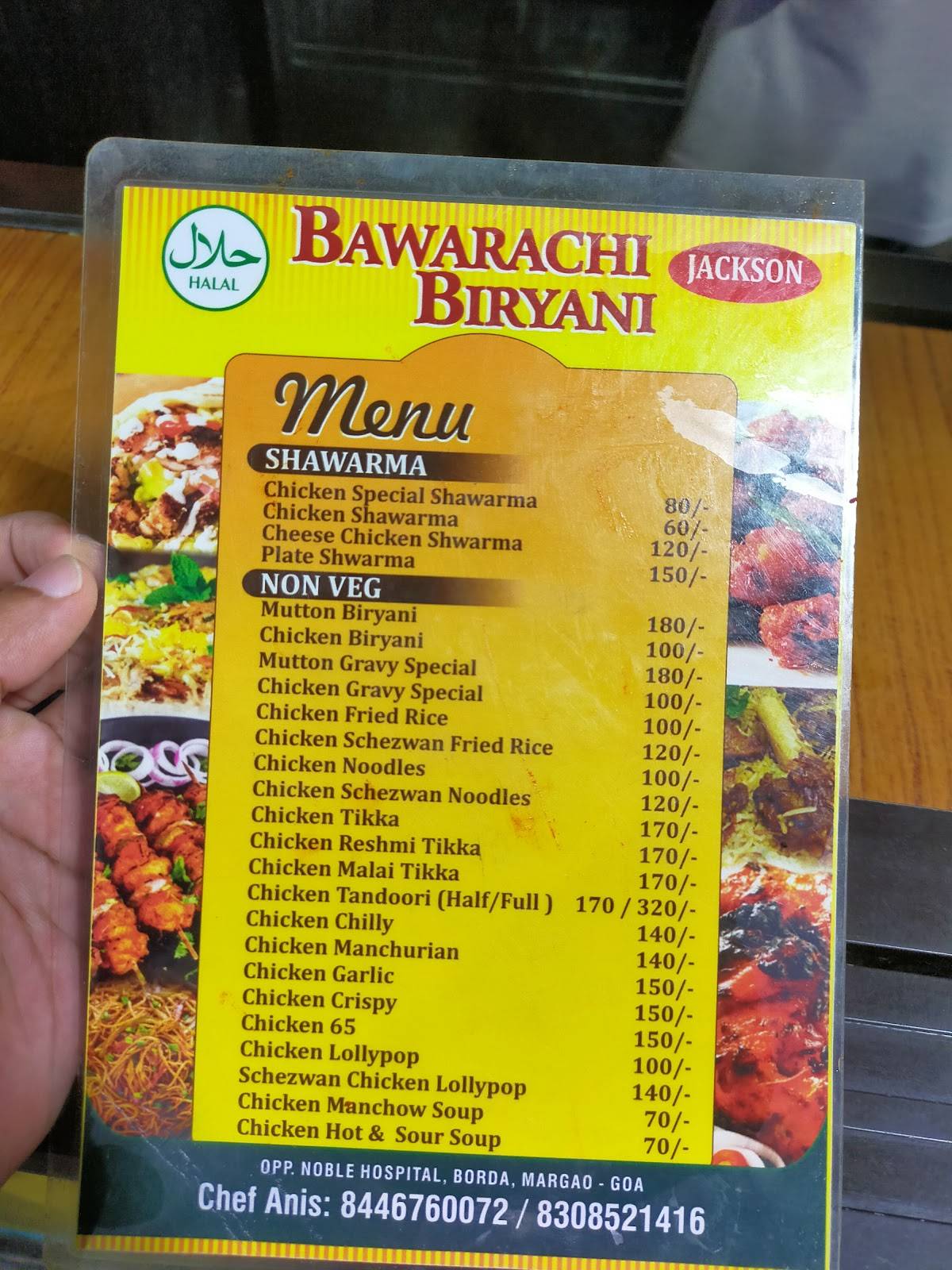 BAWARCHI BRIYANI menu