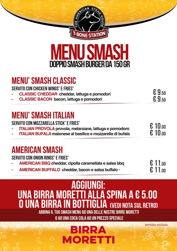 Menu di T-Bone Station - Monteverde 