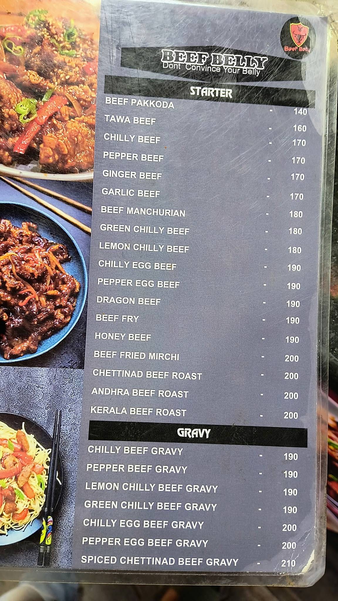 BEEF BELLY menu