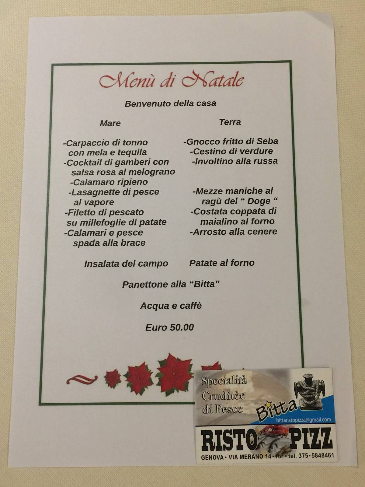 Menu di Bittta RISTOPIZZA 