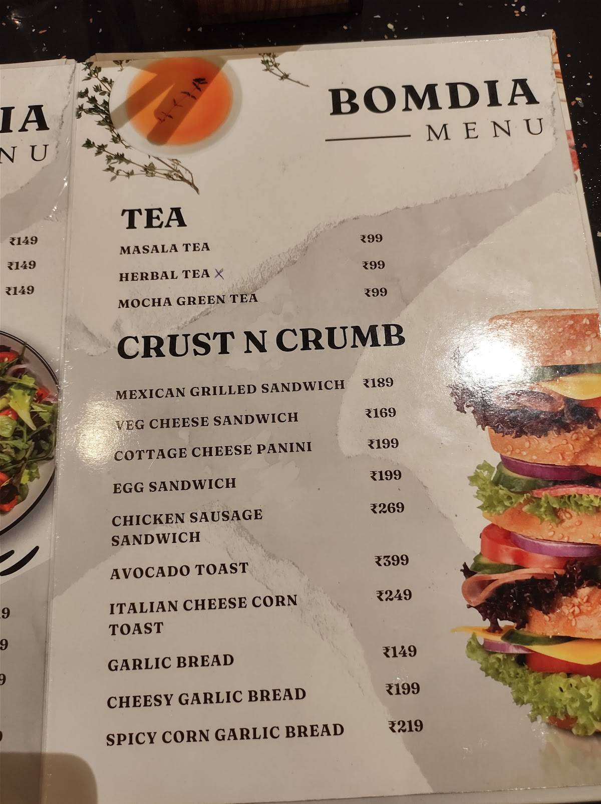 BOMDIA menu