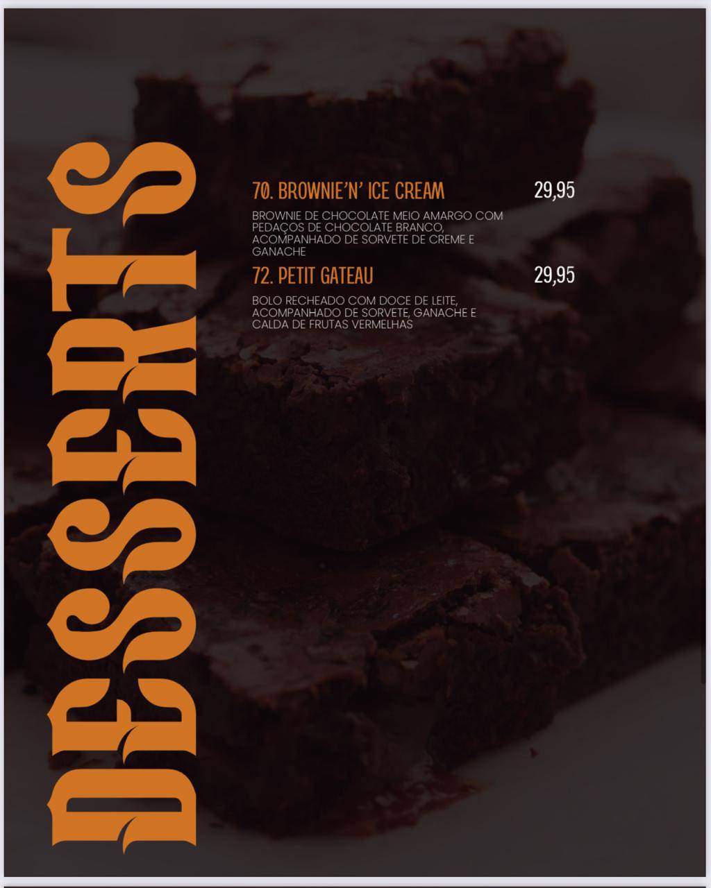 BW Steaks & Burgers cardápio