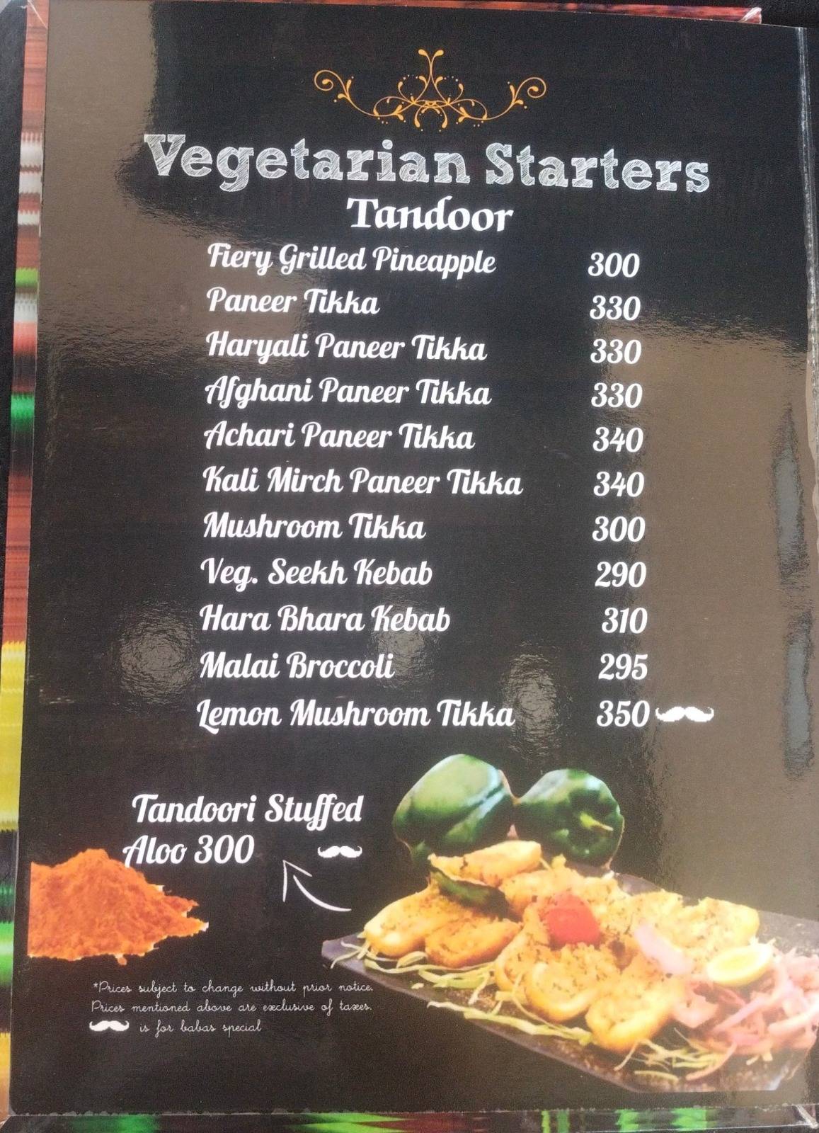 Baba's Veg & Non Veg Restaurant menu