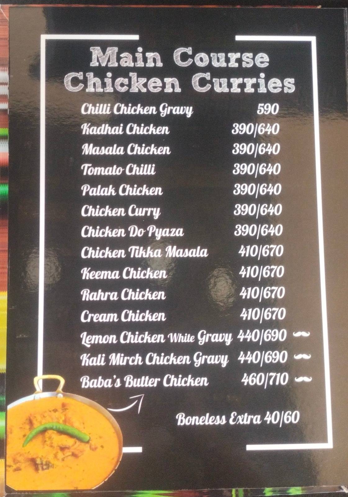 Baba's Veg & Non Veg Restaurant menu