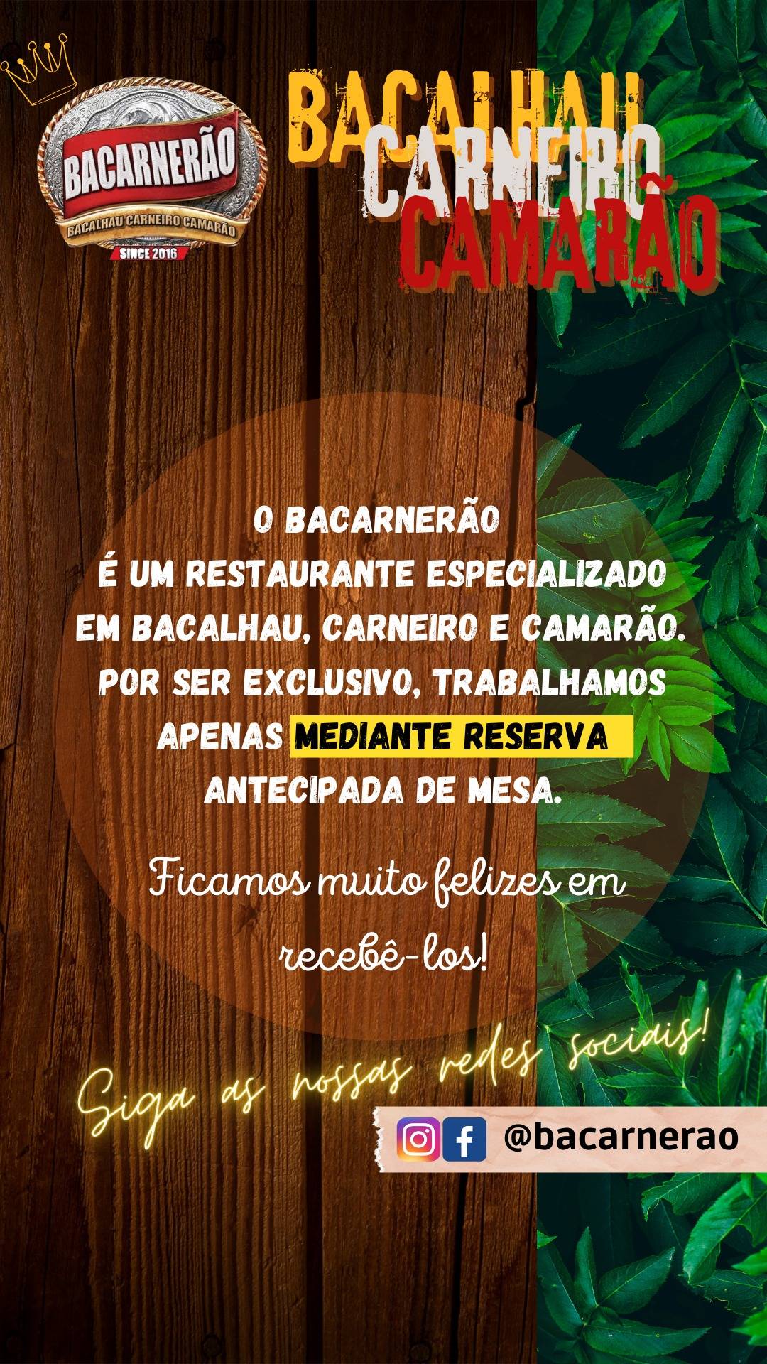 Bacarnerão cardápio