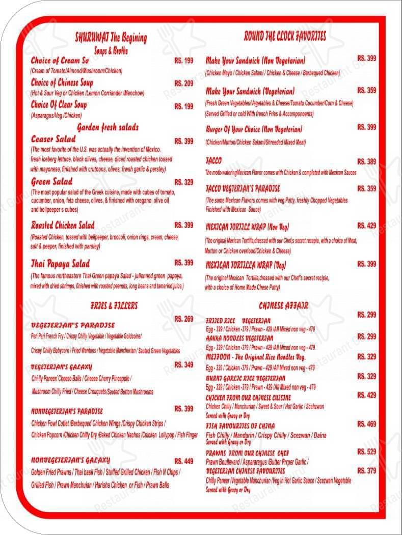 Baccara menu