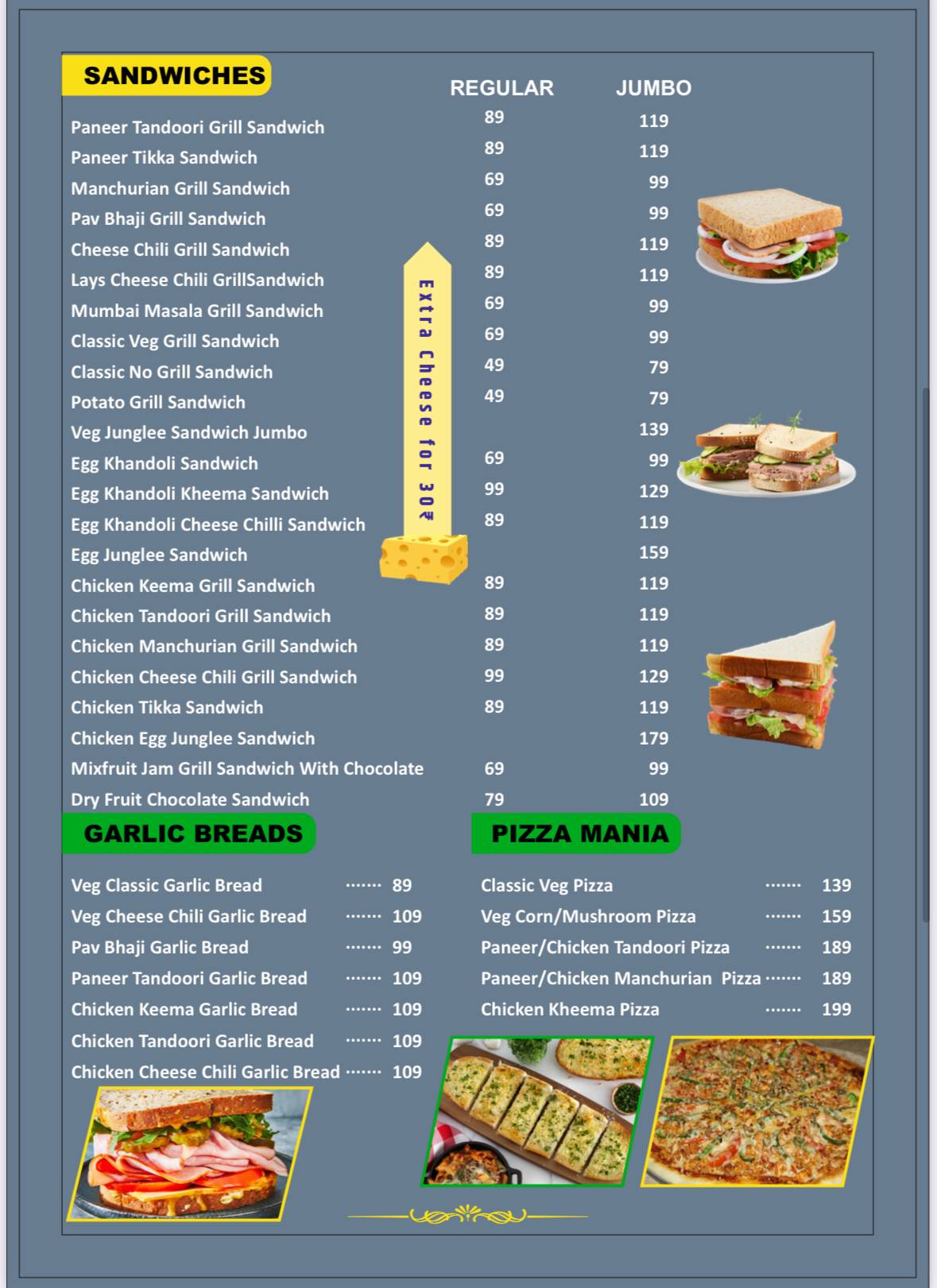 Masters Sandwiich menu