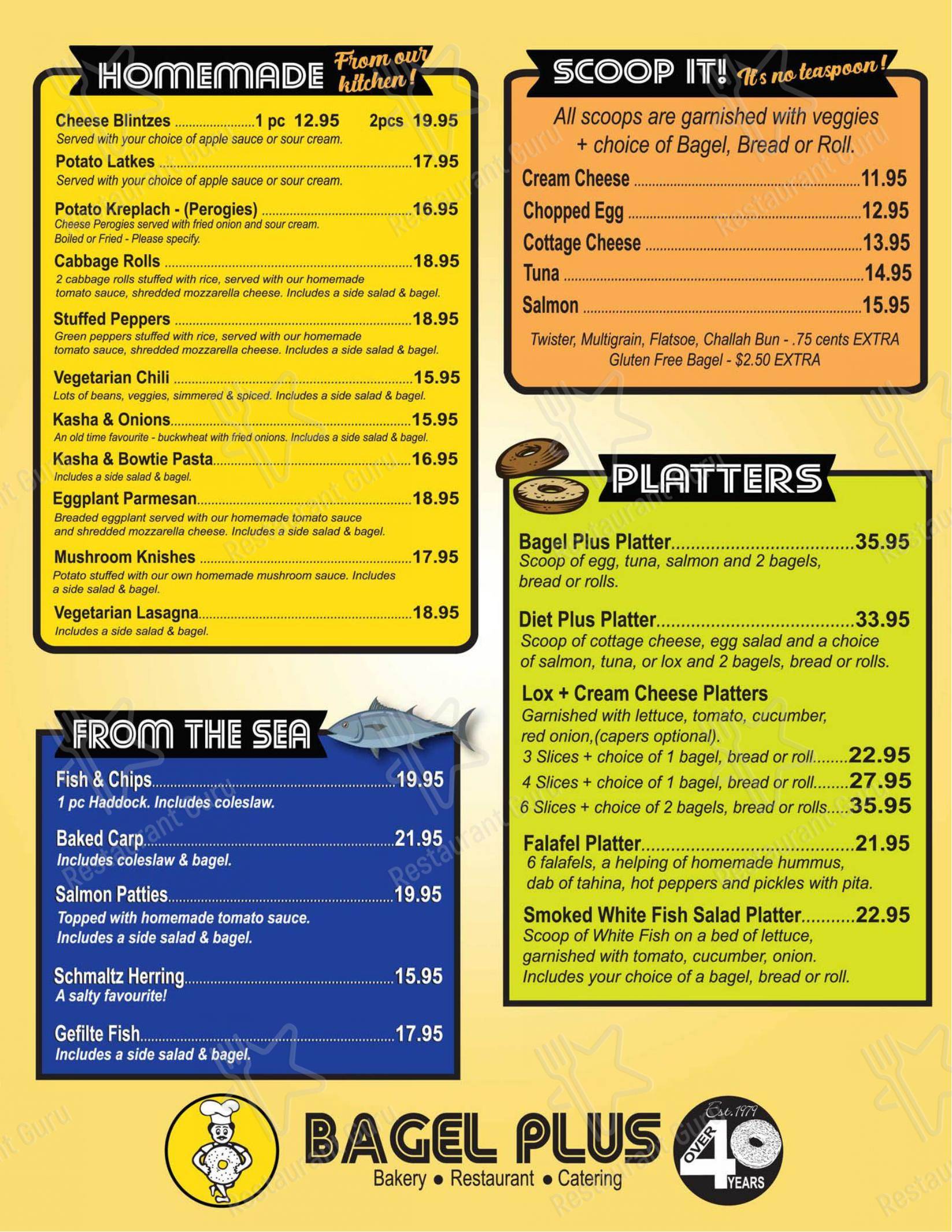 Bagel Plus dans Toronto - Menu bar