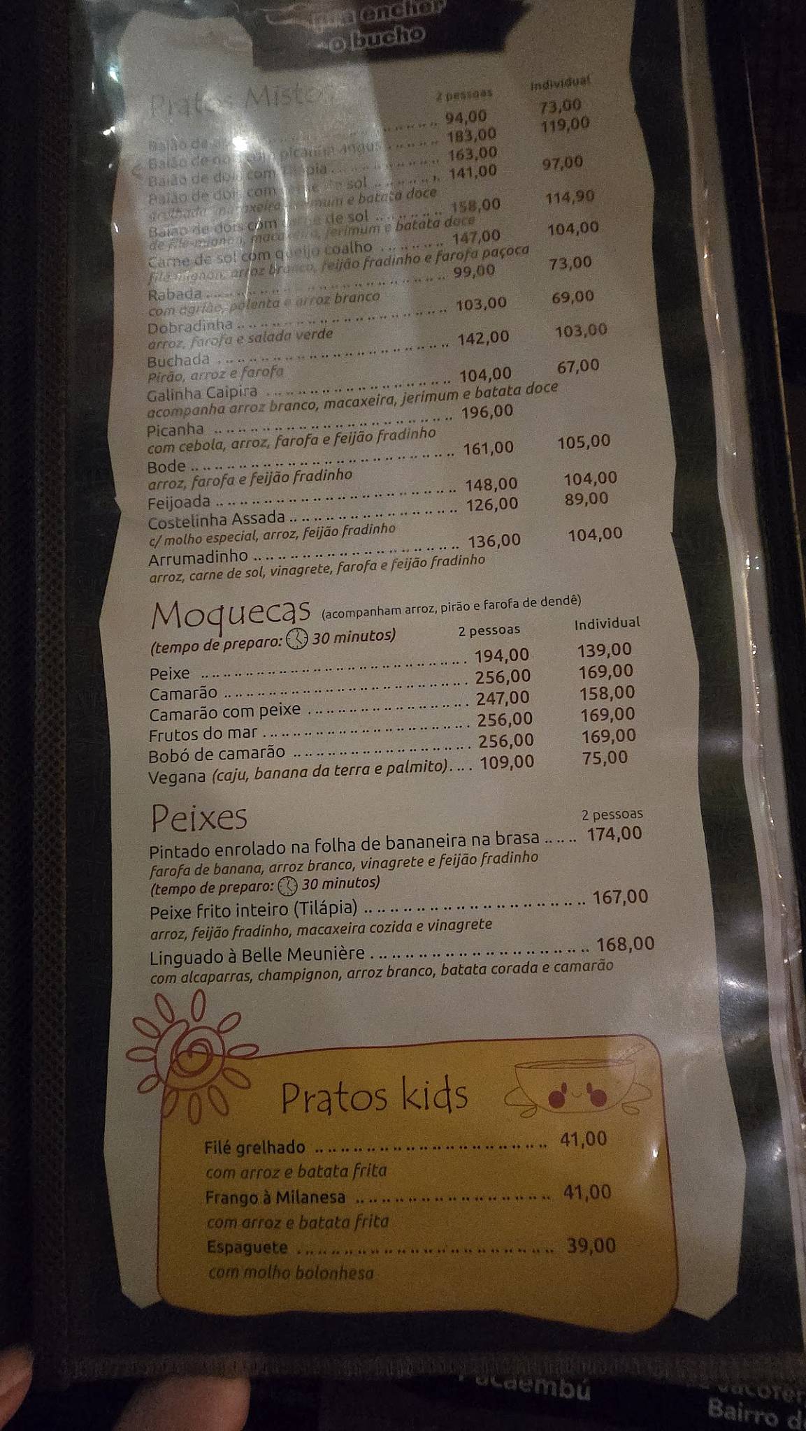 Baião Cozinha Nordestina cardápio