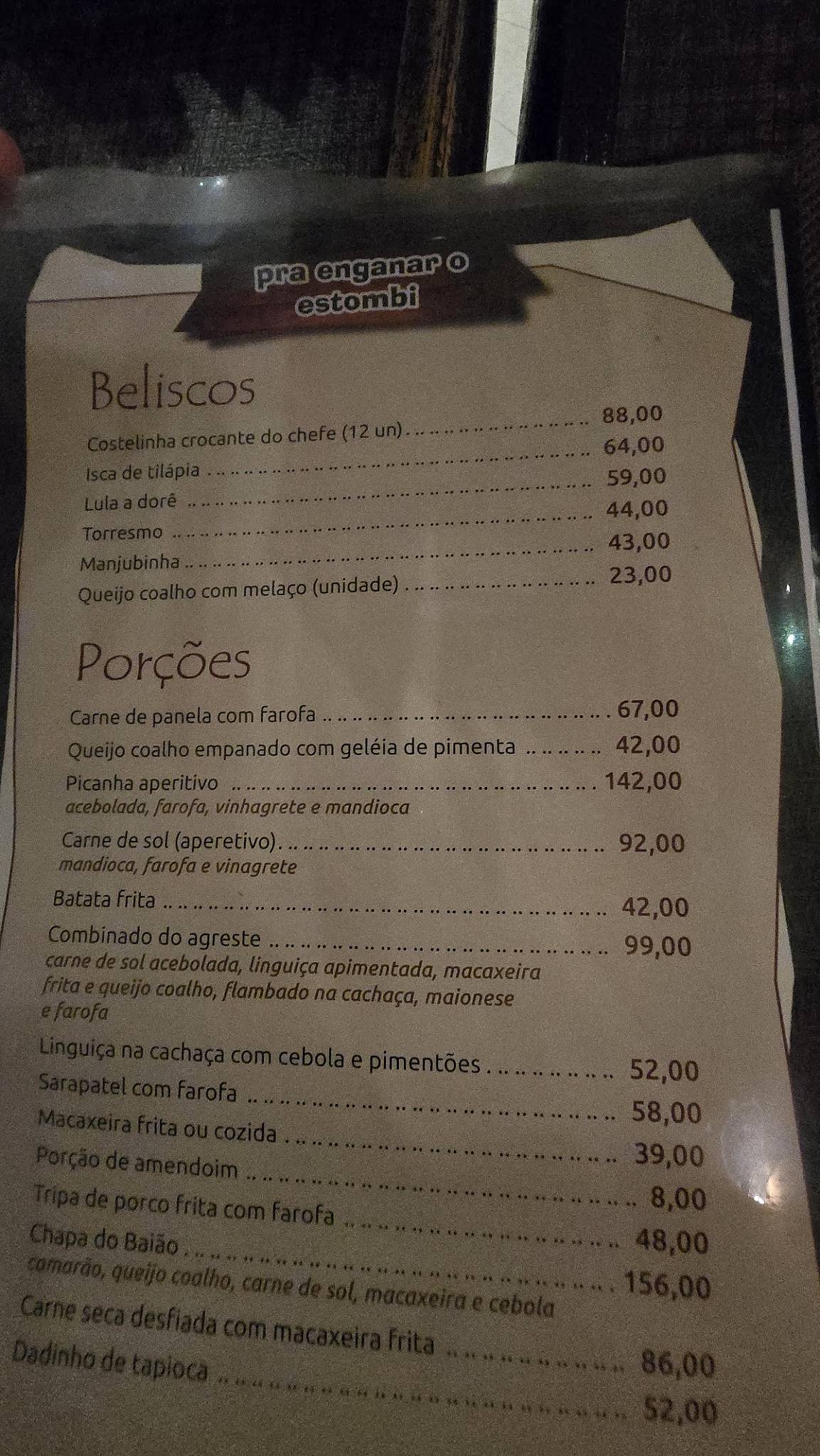 Baião Cozinha Nordestina cardápio
